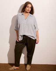 Sayville Linen Blend Drawstring Pant - Camo