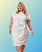 Crescent Breton Stripe Knot Dress - Pale Blue/White Stripe