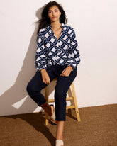 Sayville Linen Blend Drawstring Pant - Navy