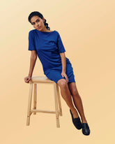 Belle Breton Stripe Jersey Dress - Solid Ultramarine