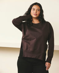 Fiona Side Slit Sweatshirt - Deep Brown