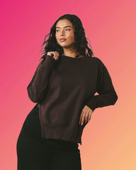 Fiona Side Slit Sweatshirt - Deep Brown