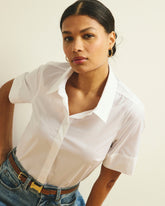 Elbe Stretch Poplin Short Sleeve Shirt - White