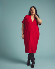 Teresa Liquid Jersey V-Neck Dress - New York Red
