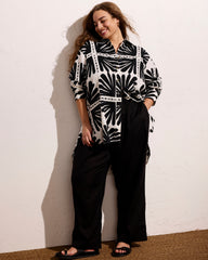 Iris Linen Blend Easy Pull-On Pants - Black