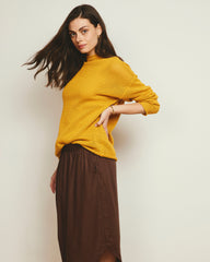 Positano Pointelle Mock Neck Sweater - Goldenrod