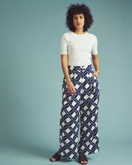 Marley Wide Leg Linen Blend Pants - Geometrica Print