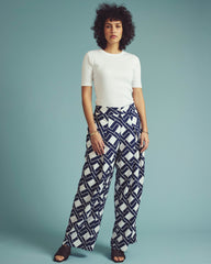 Marley Wide Leg Linen Blend Pants - Geometrica Print