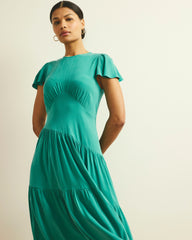 Mariella Stretch Cupro Dress - Green Tourmaline