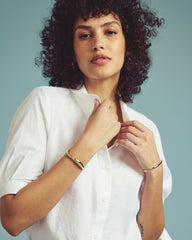 Luisa Short Sleeve Linen Blend Shirt - White