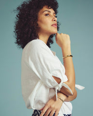 Luisa Short Sleeve Linen Blend Shirt - White