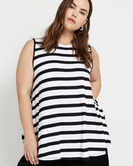 Heatwave Divine Jersey Flared Tank - Black/White Stripe