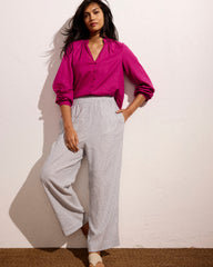 Iris Linen Blend Easy Pull-On Pants - Beach Stripe