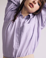 Elbe Popover Stretch Linen Blend Shirt - Orchid