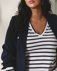 Light-As-Air Long Sleeve V Neck Tee - Zen Stripe