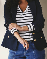 Light-As-Air Long Sleeve V Neck Tee - Zen Stripe