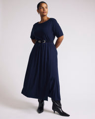 Serena Boatneck Divine Jersey Dress - Midnight
