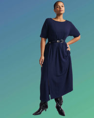 Serena Boatneck Divine Jersey Dress - Midnight