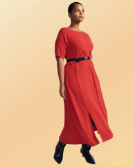 Serena Boatneck Divine Jersey Dress - Lipstick
