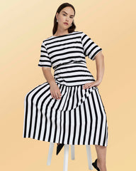 Thea Divine Jersey Midi Dress - Black/White Stripe