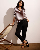 Sayville Linen Blend Drawstring Pant - Black