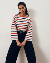 Montauk Breton Stripe Bell Sleeve Top - Red/White/Blue Stripe