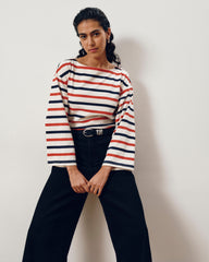 Montauk Breton Stripe Bell Sleeve Top - Red/White/Blue Stripe