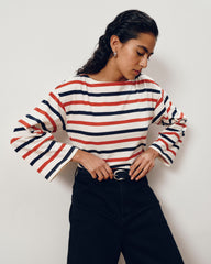 Montauk Breton Stripe Bell Sleeve Top - Red/White/Blue Stripe