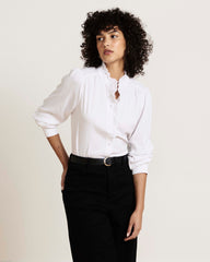 Endora Stretch Cupro Blouse - White