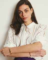 The Embroidered Artist Oversized Poplin Shirt - White