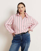 The Artist Oversized Poplin Shirt - Pink Horizon Stripe