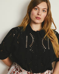 The Embroidered Artist Oversized Poplin Shirt - Black