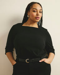 Envelope Neck Top - Black