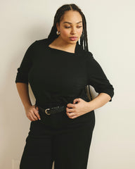 Envelope Neck Top - Black