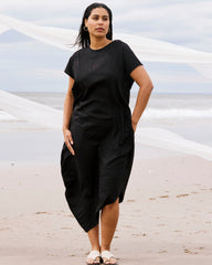 Iconic Stretch Linen Blend Geneva Dress - Black
