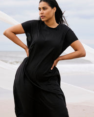 Iconic Stretch Linen Blend Geneva Dress - Black