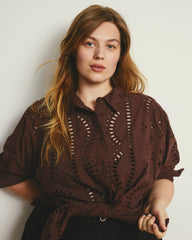 The Embroidered Artist Oversized Poplin Shirt - Peppercorn