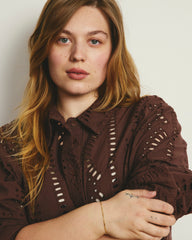 The Embroidered Artist Oversized Poplin Shirt - Peppercorn