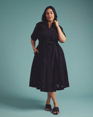 Tina Cotton Poplin Shirtdress - Black