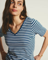 Double V Tee - Ink Blue/White Stripe