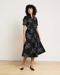 Tina Cotton Poplin Shirtdress - Hibiscus Embroidery