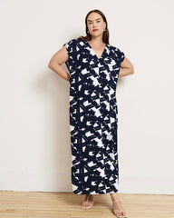 Kris Divine Jersey Kaftan - Navy Santiago Print