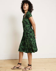 Minetta Liquid Jersey Dress - Green Sgraffito Print