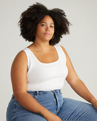 Square Neck Tank Top - White