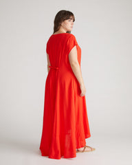 Sunset Linen Blend Flounce Dress - Shoreline Sunset