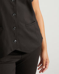 The Tailored Ponte Vest - Slate Pinstripe