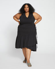 Tiered Twirl Wrap Dress - Black