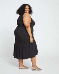 Tiered Twirl Wrap Dress - Black