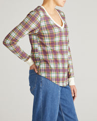 Long Sleeve V Rex - Purple Plaid