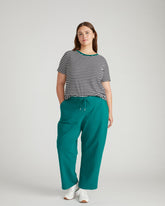 Tee Rex - Black/White Stripe with Aventurine Trim
